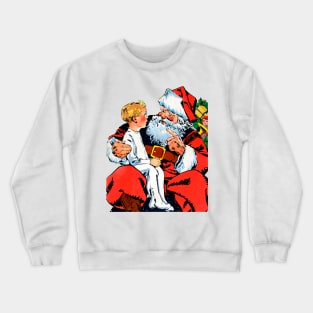 little boy asks Santa Claus for gifts for his merry Christmas Retro Vintage Comic Book Crewneck Sweatshirt